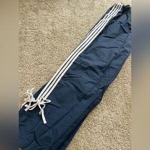 Navy Track Pants with White Stripes